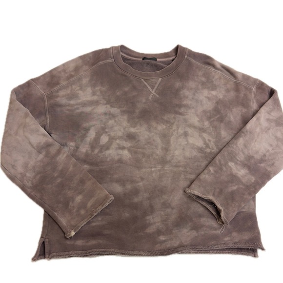 ATM Sweatshirt Womens Small Tie Dye Pullover Distressed Raw Hem Made in Peru - Picture 2 of 10